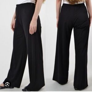 Bryn Walker Black Elastic Waistband Pull On Lagenlook Wide Leg Pants Size Small
